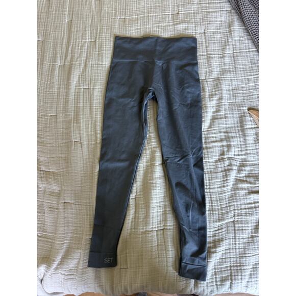 SET Active Sculptflex High Rise Seamless Yoga Gym Gray Blue Leggings Size Medium - Picture 9 of 13